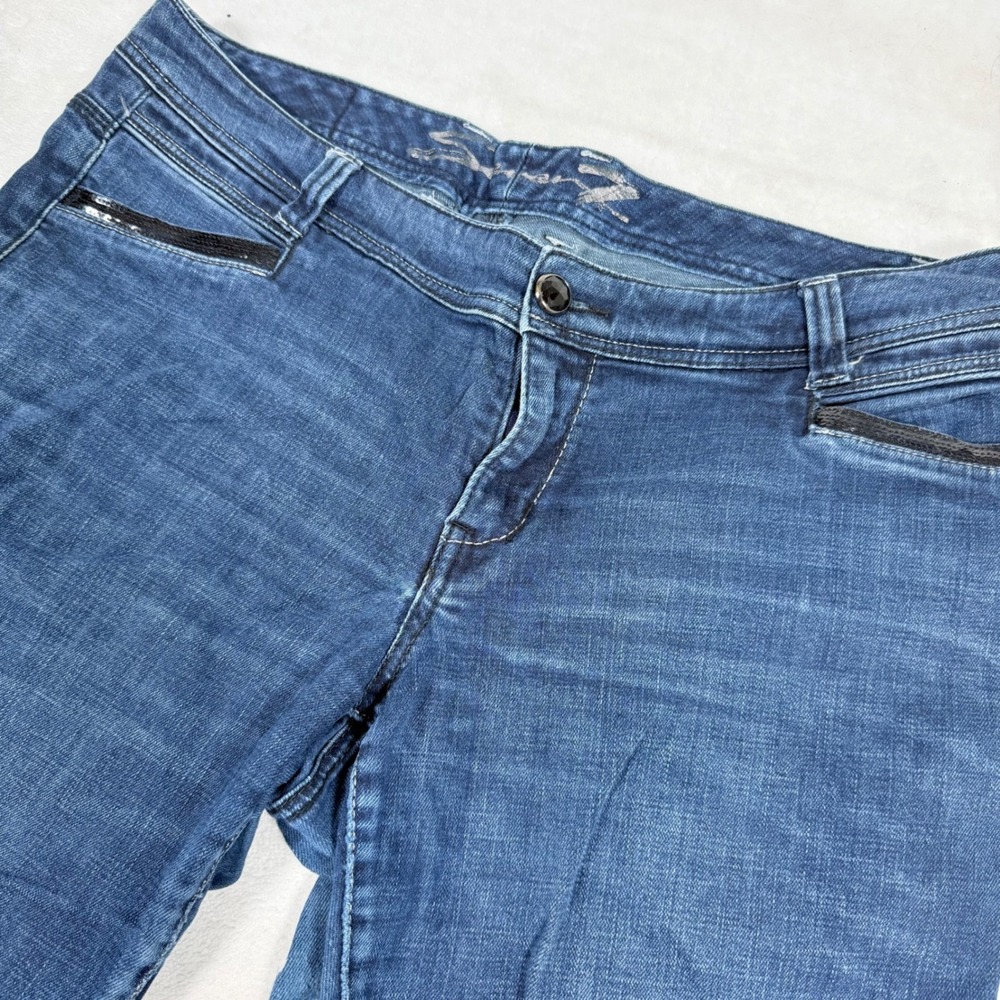 Seven7 Womens Bootcut Embellished Sequin Pocket Jeans Blue Size 16 5711071528